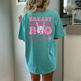 Groovy Breast Cancer Is Boo Sheet Halloween Breast Cancer Women's Oversized Comfort T-shirt Back Print Chalky Mint