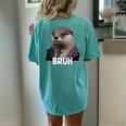 Grumpy Otter In Suit Says Bruh Sarcastic Monday Hater Women's Oversized Comfort T-shirt Back Print Chalky Mint
