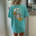 Halloween Skeleton Pumpkin Fall Coffee Fun Costume Women's Oversized Comfort T-shirt Back Print Chalky Mint