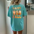 Happy Fall Y'all Autumn Halloween Pumpkin Spice Latte Women's Oversized Comfort T-shirt Back Print Chalky Mint