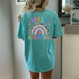 Hello 6Th Grade Leopard Boho Rainbow 1St Day Of School Women's Oversized Comfort T-shirt Back Print Chalky Mint