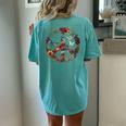 Hippie Daisy Peace Sign Retro Flower Pink Flowers Lovers Women's Oversized Comfort T-Shirt Back Print Chalky Mint