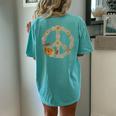 Hippie Floral Groovy Peace 70S Flower Vintage Peace Sign Women's Oversized Comfort T-Shirt Back Print Chalky Mint