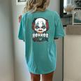 Horror Addict Scary Clown Mask Halloween Party Scary Clown Women's Oversized Comfort T-shirt Back Print Chalky Mint