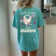 Just A Girl Who Loves Chickens Chicken Farm Gag Outfit Women's Oversized Comfort T-shirt Back Print Chalky Mint