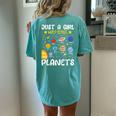 Just A Girl Who Loves Planets Solar Space Science Lover Girl Women's Oversized Comfort T-shirt Back Print Chalky Mint