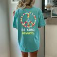 Be Kind Always Kindness Tie Dye Peace Sign Vintage Retro Women's Oversized Comfort T-Shirt Back Print Chalky Mint
