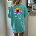 Be Kind Autism Awareness Women Girls Sunflower Puzzle Women's Oversized Comfort T-Shirt Back Print Chalky Mint