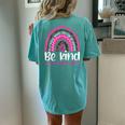 Be Kind Breast Cancer Awareness Leopard Rainbow Kindness Women's Oversized Comfort T-Shirt Back Print Chalky Mint