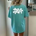 Be Kind Puzzle Pieces Kindness Autism Awareness Month Women's Oversized Comfort T-Shirt Back Print Chalky Mint