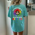 Kindness Be Kind Peace Sign Flower Antibullying Women's Oversized Comfort T-Shirt Back Print Chalky Mint