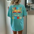 Last Day Of School Retro Schools Out For Summer Teacher Off Women's Oversized Comfort T-Shirt Back Print Chalky Mint