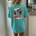Leopard Serape Turquoise Leopard Western Faith Cross Cowgirl Women's Oversized Comfort T-Shirt Back Print Chalky Mint