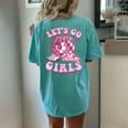 Let's Go Girls Cowgirl Boot Hat Disco Bachelorette Party Women's Oversized Comfort T-shirt Back Print Chalky Mint