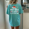 Most Likely To Watch All The Football Games Christmas Family Women's Oversized Comfort T-shirt Back Print Chalky Mint