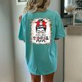 Loud & Proud Ball Mom Life Messy Bun Game Day Vibes Women's Oversized Comfort T-Shirt Back Print Chalky Mint
