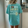 I Love Big Sacks Tight Ends And Strong D Heart Football Women's Oversized Comfort T-shirt Back Print Chalky Mint
