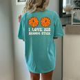 I Love His Broomstick Halloween Groovy Couples Matching Women's Oversized Comfort T-shirt Back Print Chalky Mint