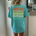 Love Heart Duran Vintage Style Black Duran Women's Oversized Comfort T-shirt Back Print Chalky Mint
