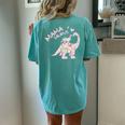 Mama Saurus T Flower Cute Dinosaur Women's Oversized Comfort T-Shirt Back Print Chalky Mint