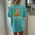 Merry Pitmas Santa Pitbull Dog Xmas Ugly Christmas Sweater Women's Oversized Comfort T-shirt Back Print Chalky Mint