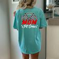 Mom Pit Crew Birthday Party Race Car Lover Racing Family Women's Oversized Comfort T-shirt Back Print Chalky Mint