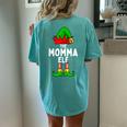 Momma Elf Matching Family Christmas Women  Gift For Women Women's Oversized Graphic Back Print Comfort T-shirt Chalky Mint