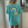 In October We Wear Blue And Yellow Down Syndrome Awareness Women's Oversized Comfort T-Shirt Back Print Chalky Mint