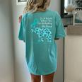 Ovarian Cancer Awareness Sunflower Elephant Be Kind Women's Oversized Comfort T-Shirt Back Print Chalky Mint