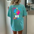Pink Or Blue We Love You Baby Gender Reveal Party Mom Dad Women's Oversized Comfort T-shirt Back Print Chalky Mint