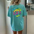 Psychedelic Tie Dye Hippie Be Kind Peace Sign Women's Oversized Comfort T-Shirt Back Print Chalky Mint