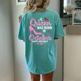 A Queen Was Born In October Happy Birthday To Me For Women's Oversized Comfort T-shirt Back Print Chalky Mint