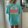 Race Car Birthday Party Matching Family Sister Pit Crew Women's Oversized Comfort T-shirt Back Print Chalky Mint