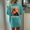 I Read Banned Books Black Cat Reader Bookworm Women Women's Oversized Comfort T-Shirt Back Print Chalky Mint