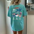 Red White Blue Wine Glass Usa Flag Happy 4Th Of July Women's Oversized Comfort T-Shirt Back Print Chalky Mint