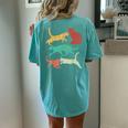 Retro Cat Lover Vintage Cat Lovers For Cat Mom & Dad Women's Oversized Comfort T-Shirt Back Print Chalky Mint