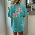 Retro Leopard Mama Groovy Face Trendy New Mom Women's Oversized Comfort T-Shirt Back Print Chalky Mint