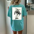 Rodeo Cowgirl Riding Bucking Horse Women's Oversized Comfort T-Shirt Back Print Chalky Mint