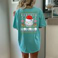 Santa Claus Golf Ball Xmas Tree Light Ugly Christmas Sweater Women's Oversized Comfort T-shirt Back Print Chalky Mint