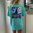 Scary Night Black Cat Halloween Pumpkin Boys Girls Women's Oversized Comfort T-shirt Back Print Chalky Mint