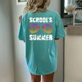 Schools Out For Summer Vacation Teacher Women's Oversized Comfort T-Shirt Back Print Chalky Mint