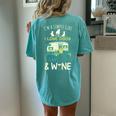Simple Girl Dogs Camping Wine Camper Trailer Women's Oversized Comfort T-Shirt Back Print Chalky Mint