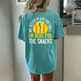 My Sister Plays Softball I'm Here For The Snacks Women's Oversized Comfort T-shirt Back Print Chalky Mint