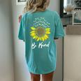 Spread Kindness Positivity Happiness Be Kind Sunflower Bees Women's Oversized Comfort T-Shirt Back Print Chalky Mint