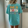 Teach Love Inspire Back To School Cute Teacher Women's Oversized Comfort T-shirt Back Print Chalky Mint