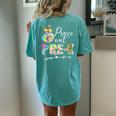 Tie Dye Peace Out Prek Last Day Of School Leopard Teacher Women's Oversized Comfort T-Shirt Back Print Chalky Mint