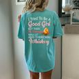 I Tried To Be A Good Girl But Campfire And Whiskey Camping Women's Oversized Comfort T-Shirt Back Print Chalky Mint
