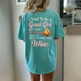 I Tried To Be A Good Girl But Campfire And Wine Camping Women's Oversized Comfort T-Shirt Back Print Chalky Mint