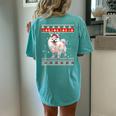 Ugly Sweater Christmas Pomeranian Dog Puppy Xmas Pajama Women's Oversized Comfort T-shirt Back Print Chalky Mint