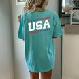 Usa 4Th Of July United States America American Men Women Women's Oversized Graphic Back Print Comfort T-shirt Chalky Mint
